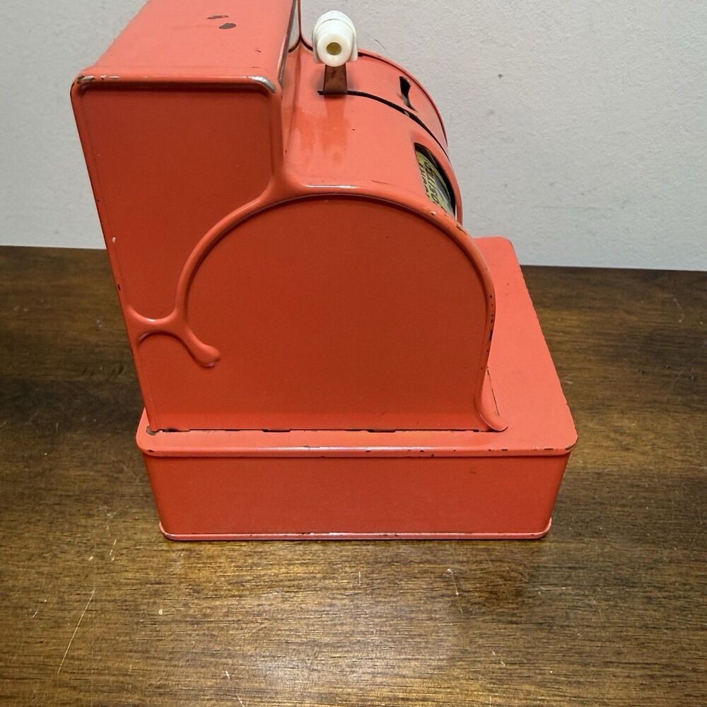 Vintage Uncle Sam’s 3 Coin Red Orange Metal Counting Register Bank - Works ! - Picture 8 of 11